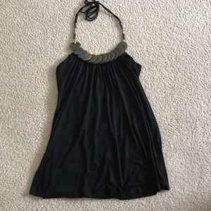 Beaded black halter tank top
